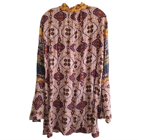 Umgee Daydream Believer Bohemian Bell Sleeve Mini Dress Medium Mixed Prints - Picture 8 of 12